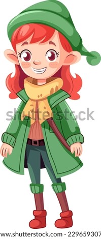 Little Girl in Winter Outfit Cartoon Character illustration