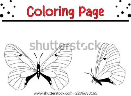 butterfly coloring book. Cute outlined butterfly printable graphic for pre school kids coloring book pages