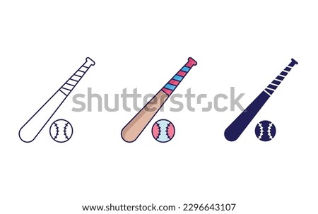 Baseball bat line and solid illustration icon