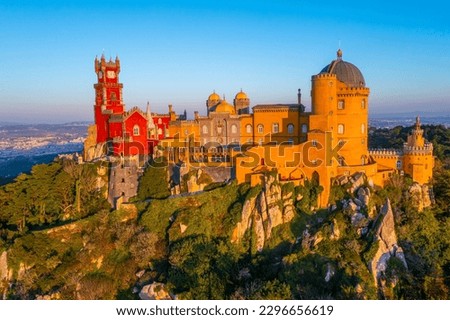 National Palace of Pena near Sintra, Portugal. Royalty-Free Stock Photo #2296656619