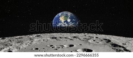 The Earth as Seen from the Surface of the Moon "Elements of this Image Furnished by NASA" Royalty-Free Stock Photo #2296666355
