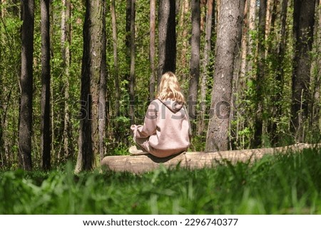 Meditation forest. Meditative practice for relaxation in retreat, psychedelic travel. Mental health, Mycological retreat, unity with nature