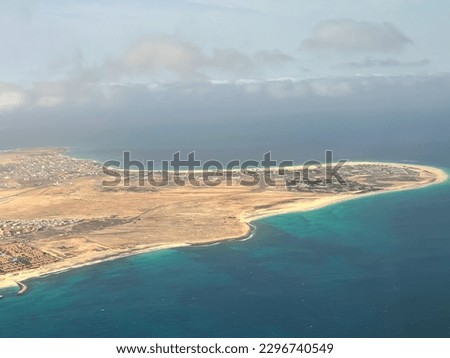 aerial photography. the beach in Cabo Verde, turquoise water.
