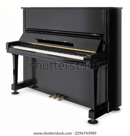 Piano isolated on white background, Piano music equipment on white With work path. Royalty-Free Stock Photo #2296743989
