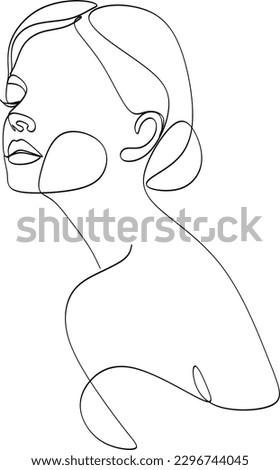 Woman abstract face, one line drawing. Hand drawn outline illustration. Continuous line. Portret female. Vector illustration