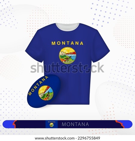 Montana rugby jersey with rugby ball of Montana on abstract sport background. Jersey design.