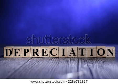 Depreciation, text words typography written with wooden letter, life and business motivational inspirational concept Royalty-Free Stock Photo #2296781937