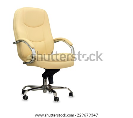 The office chair from beige leather. Isolated