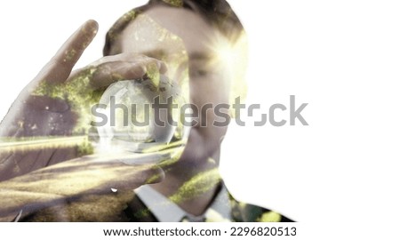 Young businessman and forest trees double exposition Royalty-Free Stock Photo #2296820513