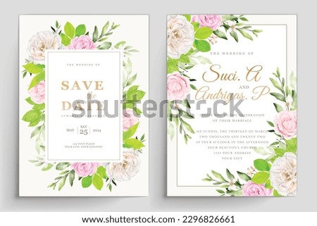 beautiful soft pink roses invitation card and background