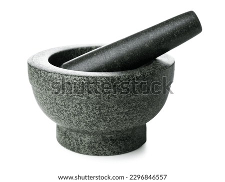 Mortar and pestle isolated on white background Royalty-Free Stock Photo #2296846557