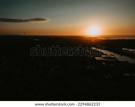 Warm sunrise morning on a coastal ocean town