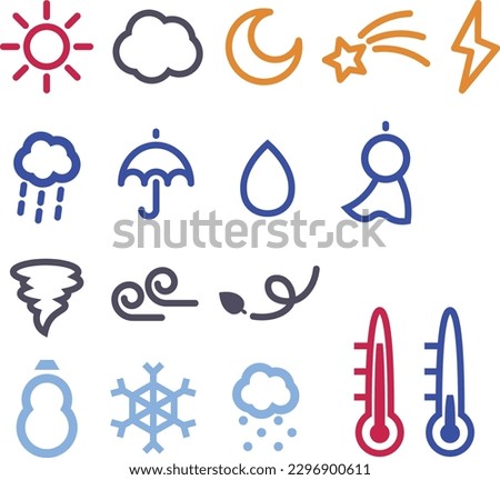 Illustration set of marks used for weather forecast