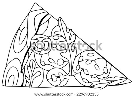 Slice of pizza, decorative zentangle vector illustration