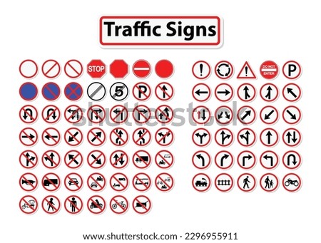 Set of Traffic Signs editable Free Vector Image
