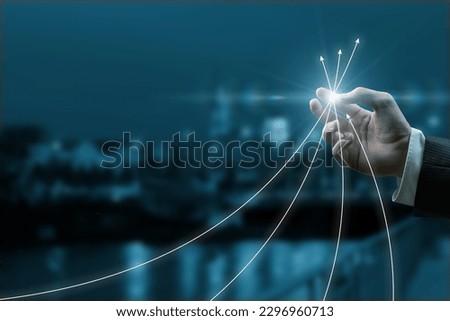 Hand supporting an emerging trend on a broken background. Royalty-Free Stock Photo #2296960713