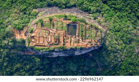 Sigiriya, Dambulla, Sri Lanka, ancient rock fortress, wonders of the world, amazing places, heritage, best tourist attractions, aerial photos of famous landmarks, must visit places Royalty-Free Stock Photo #2296962147