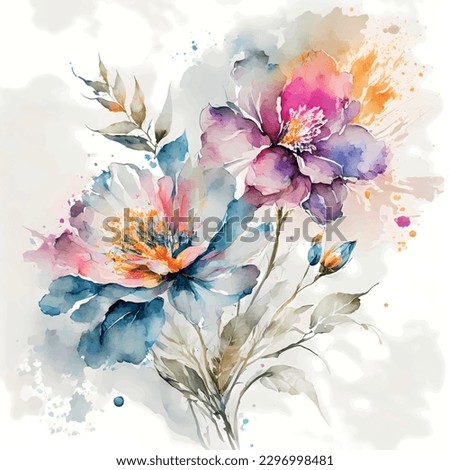 Watercolor illustration of flowers. Manual composition. Mother's day, wedding, birthday, Easter, Valentine's day. Pastel shades. "Spring". Summer.