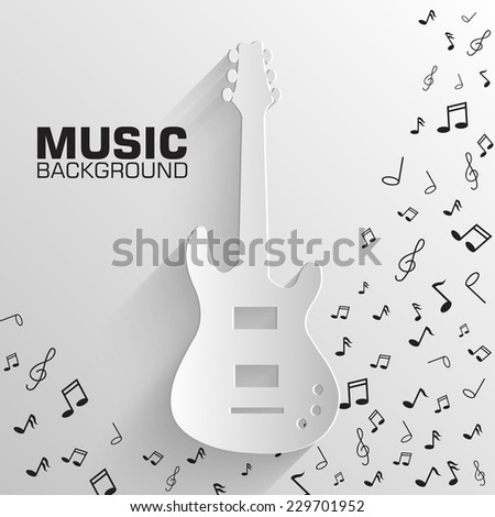 paper electro guitar vector background concept. Illustration tamplate for web and mobile