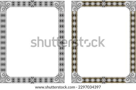Decorative vintage borders and frames, old style vector.