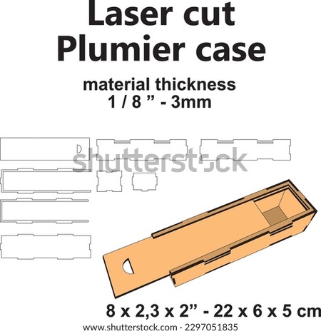 Plumier case Pencil box laser cut design laser cutting template pattern diy craft project desktop school supplies Royalty-Free Stock Photo #2297051835