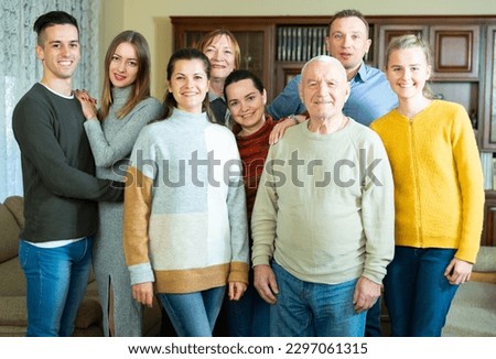 Portrait of a big happy family at home. High quality photo