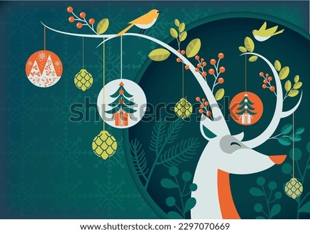 Christmas antelope with decorations vector