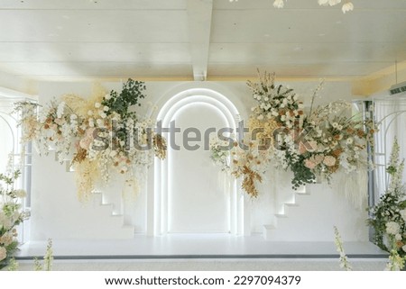 wedding backdrop flowers background decoration Royalty-Free Stock Photo #2297094379