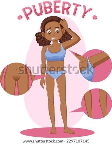 Teenage Girl with Physical Changes illustration