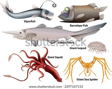 Deep Sea Creatures Collection illustration Royalty-Free Stock Photo #2297107153
