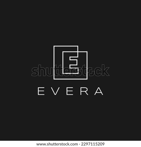 Square E Letter Initial Lettermark Continuous Line White Outline on Black Logo Vector Icon Illustration