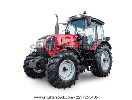 Modern wheeled tractor isolated on white background Royalty-Free Stock Photo #2297153405