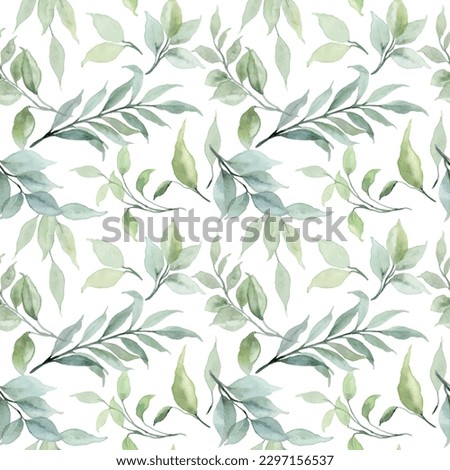 Green leaves watercolor pattern for background, fabric, textile, fashion, wallpaper, wedding, banner, sticker, decoration etc.