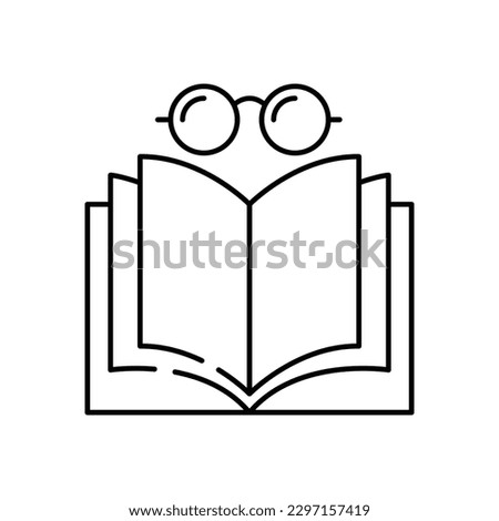 Open book with glasses icon design. isolated on white background. vector illustration