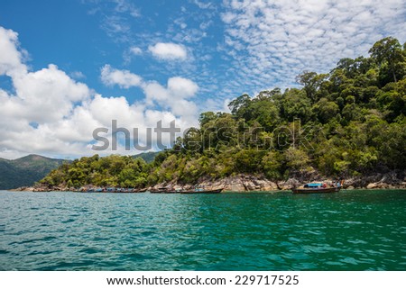 Clear water and beautiful beach of Li-peh island, Andaman sea of Thailand