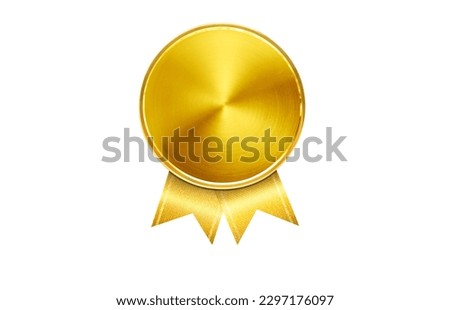 gold medal with ribbon first prize for the winning prize Royalty-Free Stock Photo #2297176097