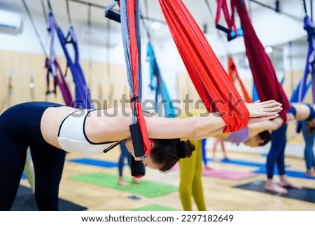 Asian woman in sportswear practicing at yoga class , fitness, sport and healthy lifestyle concept