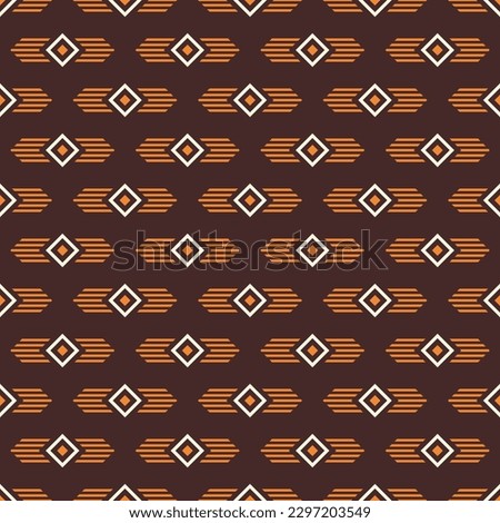 Abstract ethnic seamless geometric pattern. Tribal and ethnic motif with rhombuses, lines. Brown, orange color. Color vector background. Design for background, clothing, wrapping, batik, fabric.