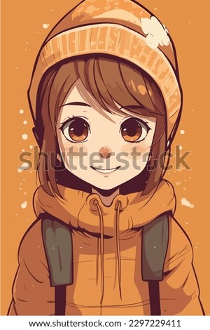  little kawaii girl illustration. flat colors, vector illustration, digital art, Anime. isolated