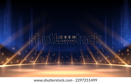 Stadium gold and blue light effect backgound Royalty-Free Stock Photo #2297251499