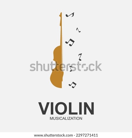 Violin Viola Fiddle Cello bass Contrabass music instrument silhouette logo design inspiration Royalty-Free Stock Photo #2297271411