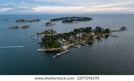 An aerial shot of the Thimble Islands in Branford, CT, USA Royalty-Free Stock Photo #2297296195