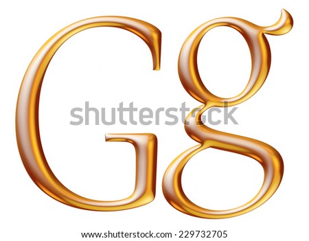3d golden letter G isolated white background 