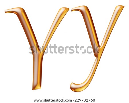 3d golden letter Y isolated white background 