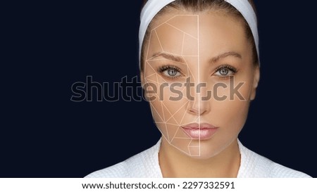 Making Beauty, modifying  face to make it closer to the golden mask Royalty-Free Stock Photo #2297332591