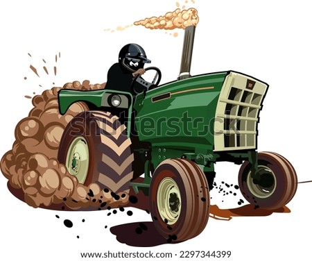 Vector Cartoon Race Crazy Tractor with driver. Available EPS-10 vector format separated by groups for easy edit