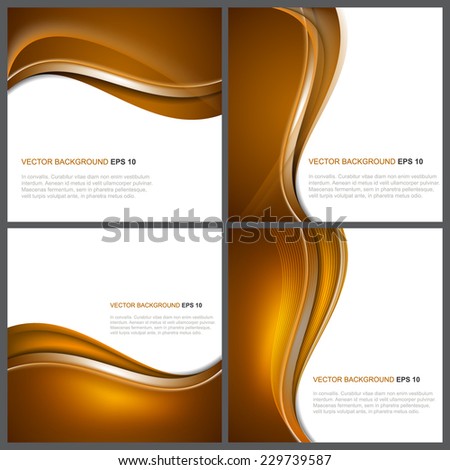 Set of orange vector abstract background
