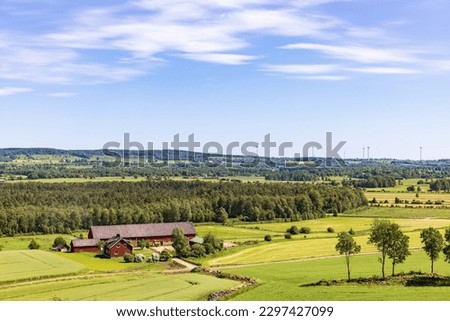 Swedish countryside view with a farm