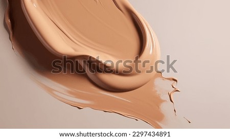 Liquid foundation strokes on light color background, Makeup creamy texture, Skin tone cosmetic product smear smudge swatch Royalty-Free Stock Photo #2297434891
