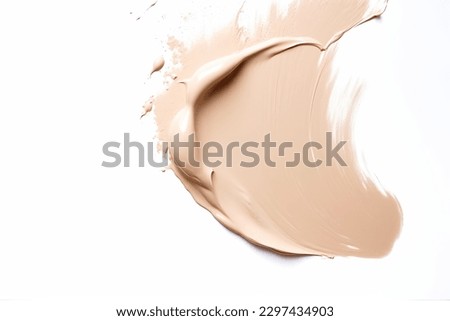 Liquid foundation strokes on light color background, Makeup creamy texture, Skin tone cosmetic product smear smudge swatch Royalty-Free Stock Photo #2297434903